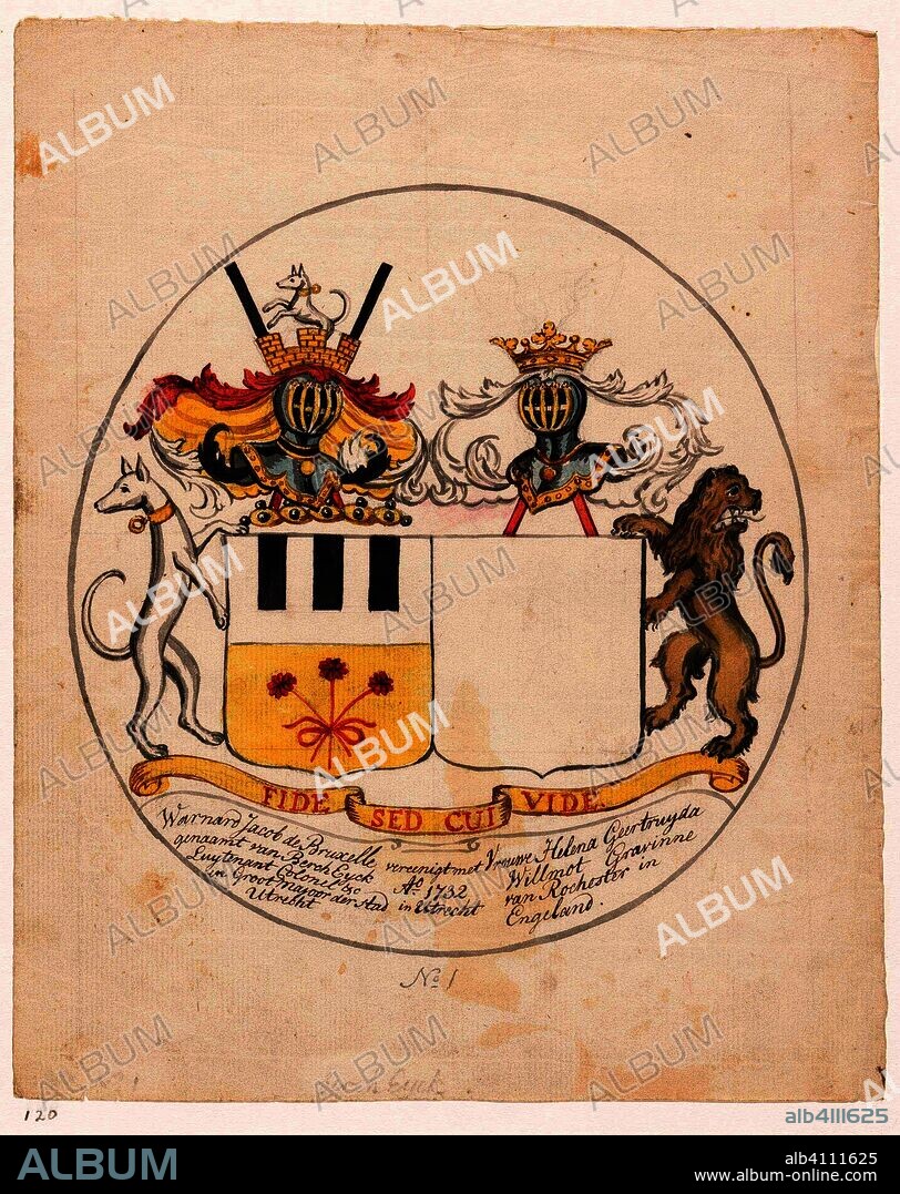 Design (1) for alliance weapon. Draughtsman: Jan Brandes. Dating: 1743 - 1785. Measurements: h 240 mm × w 194 mm.