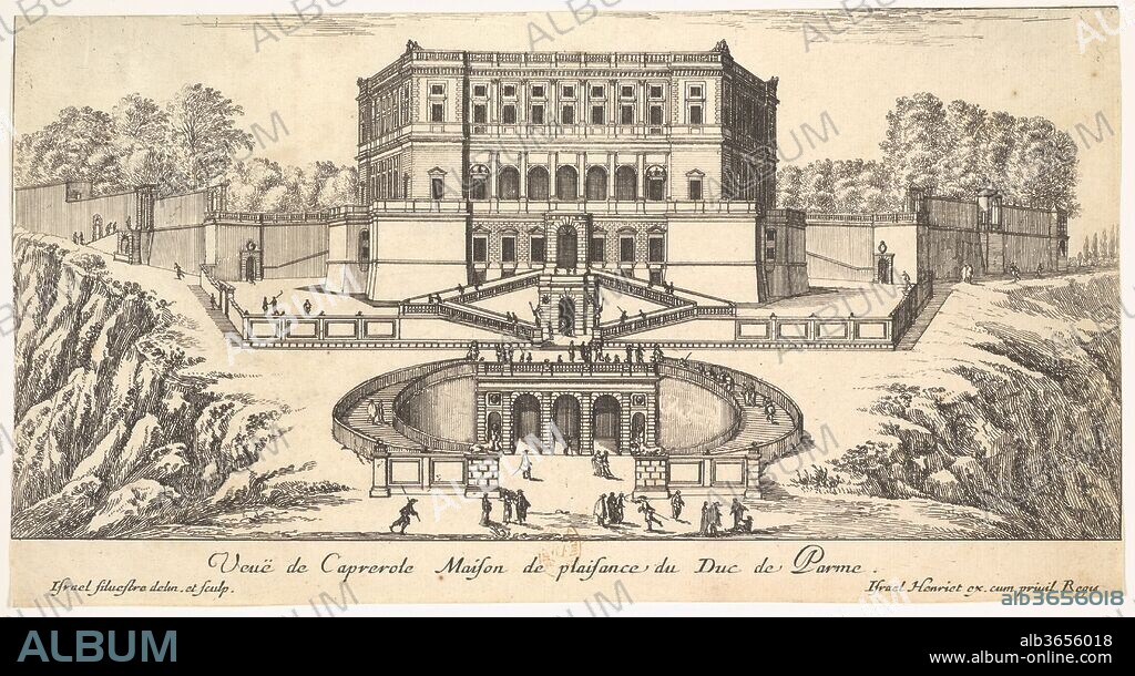 ISRAëL SILVESTRE. View of Caprarola, from a series of fifteen views of Italy and France. Artist: Israel Silvestre (French, Nancy 1621-1691 Paris). Dimensions: image: 5 1/8 x 9 1/2 in. (13 x 24.2 cm). Series/Portfolio: Fifteen views of Italy and France. Date: 17th century.