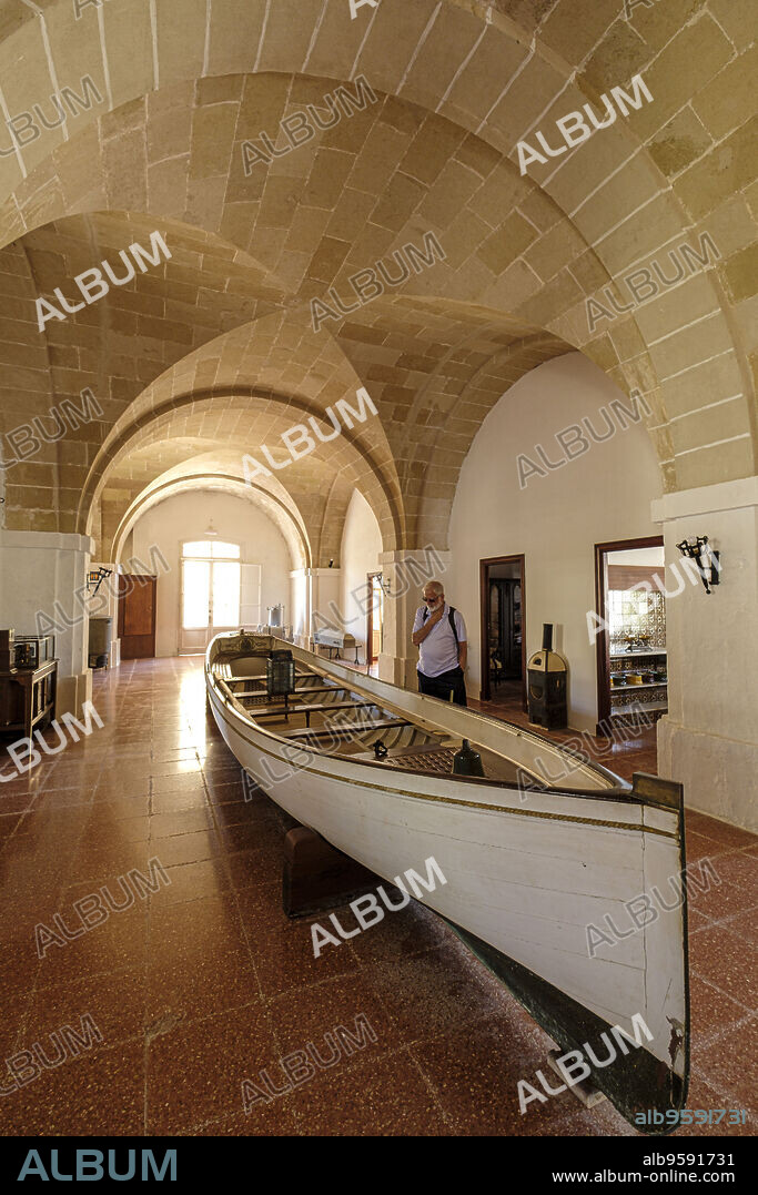 barca de la reina, Lazareto de Mahón, Península de San Felipet, puerto de Mahón, Menorca, balearic islands, Spain.