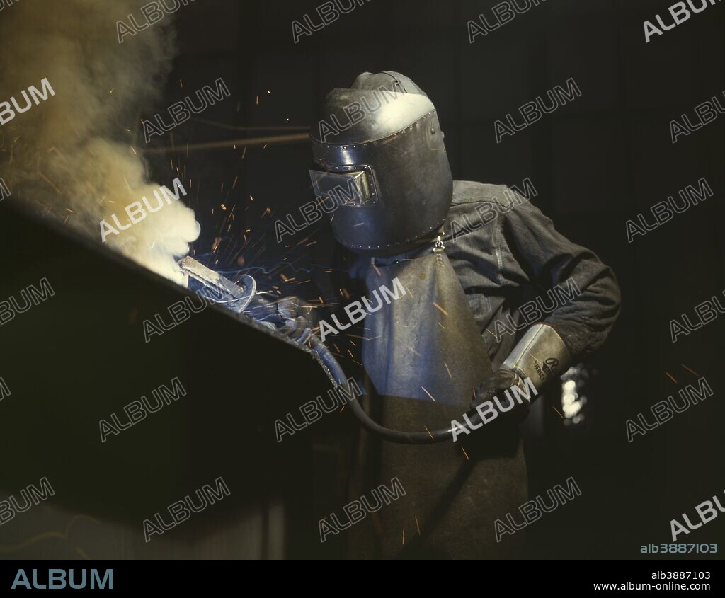 June 1942 - Welder making boilers for a ship at Combustion Engineering Co., Chattanooga, Tennessee.