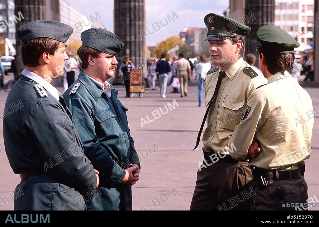 Brandenburg Gate with VOPOS and police officers from West Berlin, Berlin Festival of Unity, Berlin, Germany, Europe.