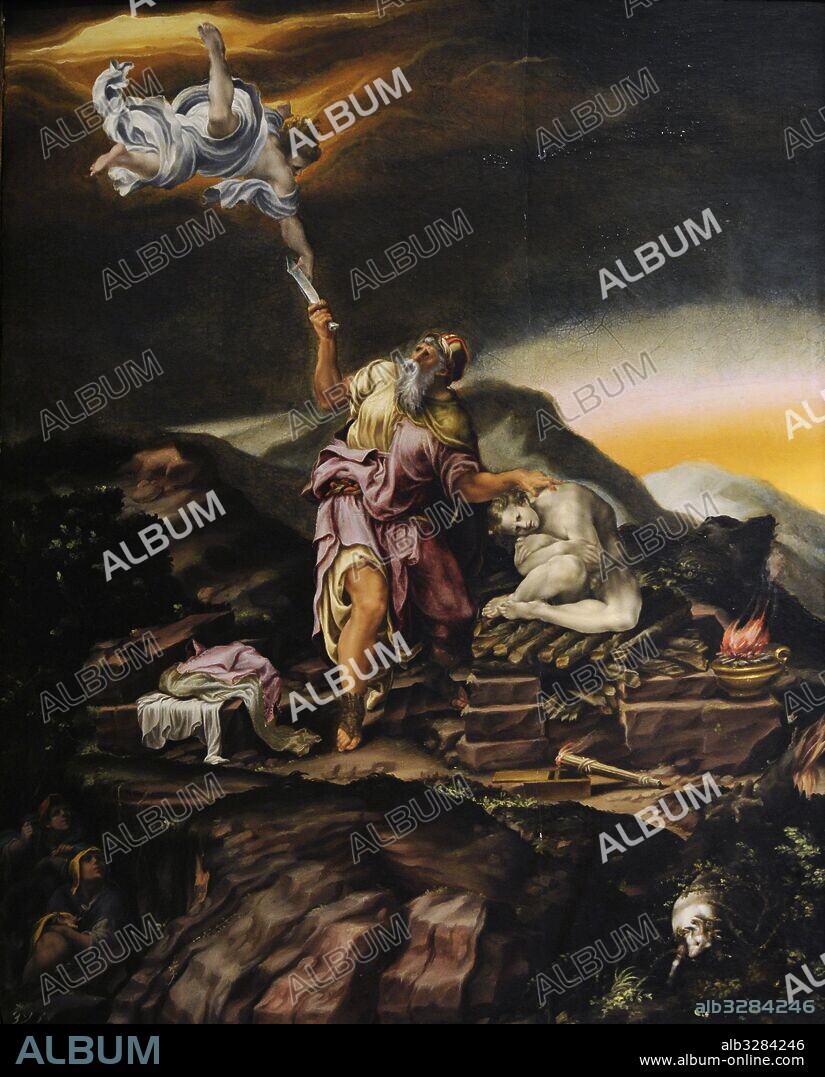 Antiguo Testamento. Génesis. Sacrificio de Abraham, 1555. Oleo de Lelio Orsi (1511-1587). Colección Borbón. Museo de Capodimonte. Nápoles. Italia.