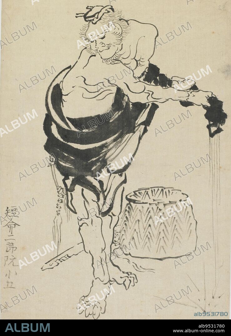 KATSUSHIKA HOKUSAI. Man wringing out his robe. ink on paper. Origin: Japan. Period: Edo period. Date: 1760-1849.