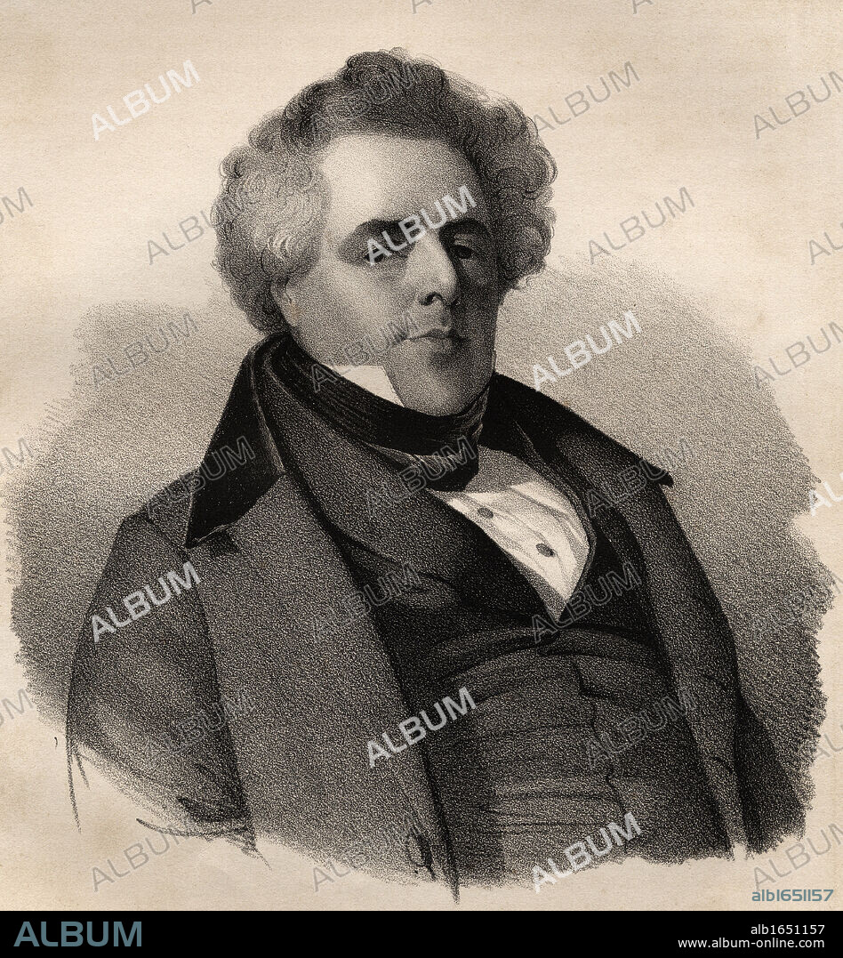 Luigi Lablache, 1794-1858. French opera singer. 19th century lithograph by Em. Baerentzen & Co.From the book "Figaro. Journal of Literature,Art and Music" by Georg Garstensen. Published 1841.