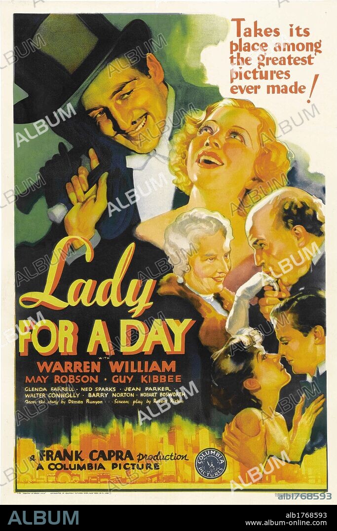 Poster de DAMA POR UN DÍA, 1933 (LADY FOR A DAY), dirigida por FRANK CAPRA. Copyright COLUMBIA PICTURES.