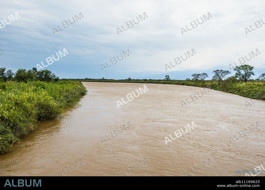 Rusizi River flowing in Lake Tanganyika, Bujumbura, Burundi, Africa.