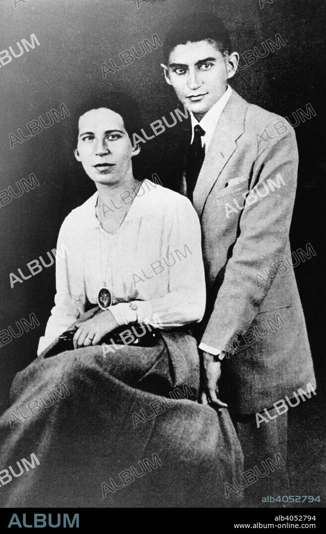 Franz Kafka (1883-1924), Czech writer, with Felice Bauer during their second engagement, 1917.