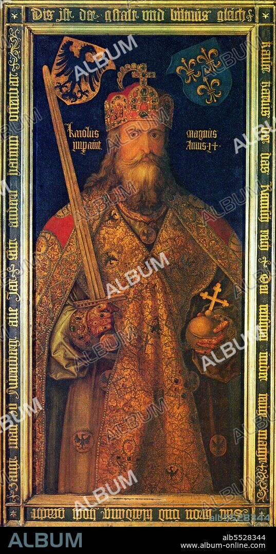 Charlemagne (2 April 742 – 28 January 814 CE), also known as Charles the Great (Latin: Carolus or Karolus Magnus, French: Charles Le Grand or Charlemagne, German: Karl der Grosse, Italian: Carlo Magno or Carlomagno) or Charles I, was King of the Franks who united most of Western Europe during the Middle Ages and laid the foundations for modern France and Germany. He took the Frankish throne from 768 and became King of Italy from 774. From 800 he became the first Holy Roman Emperor - the first recognized Roman emperor in Western Europe since the collapse of the Western Roman Empire three centuries earlier. The expanded Frankish state he founded is called the Carolingian Empire. The oldest son of Pepin the Short and Bertrada of Laon, Charlemagne became king in 768 following the death of his father. He was initially co-ruler with his brother Carloman I. Carloman's sudden death in 771 under unexplained circumstances left Charlemagne as the undisputed ruler of the Frankish Kingdom. Charlemagne continued his father's policy towards the papacy and became its protector, removing the Lombards from power in northern Italy, and leading an incursion into Muslim Spain. He also campaigned against the Saxons to his east, Christianizing them upon penalty of death, at times leading to events such as the Massacre of Verden. Charlemagne reached the height of his power in 800 when he was crowned Emperor of the Romans by Pope Leo III on Christmas Day at Old St. Peter's Basilica. Called the 'Father of Europe' (pater Europae), Charlemagne united most of Western Europe for the first time since the Roman Empire. His rule spurred the Carolingian Renaissance, a period of cultural and intellectual activity within the Catholic Church. Both the French and German monarchies considered their kingdoms to be descendants of Charlemagne's empire. Charlemagne died in 814, having ruled as emperor for just over thirteen years. He was laid to rest in his imperial capital of Aachen in what is today Germany. His son Louis the Pious succeeded him.