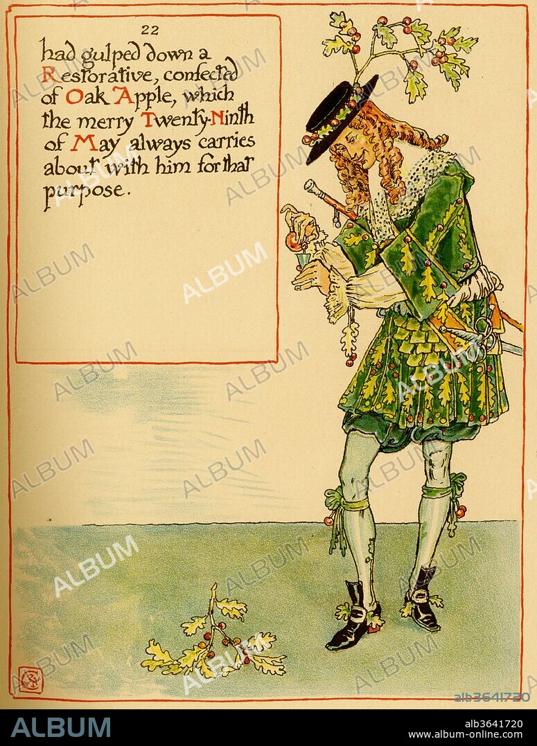 A nattily clad dandy pours himself a drink of oak apple spirits - Album  alb3641720