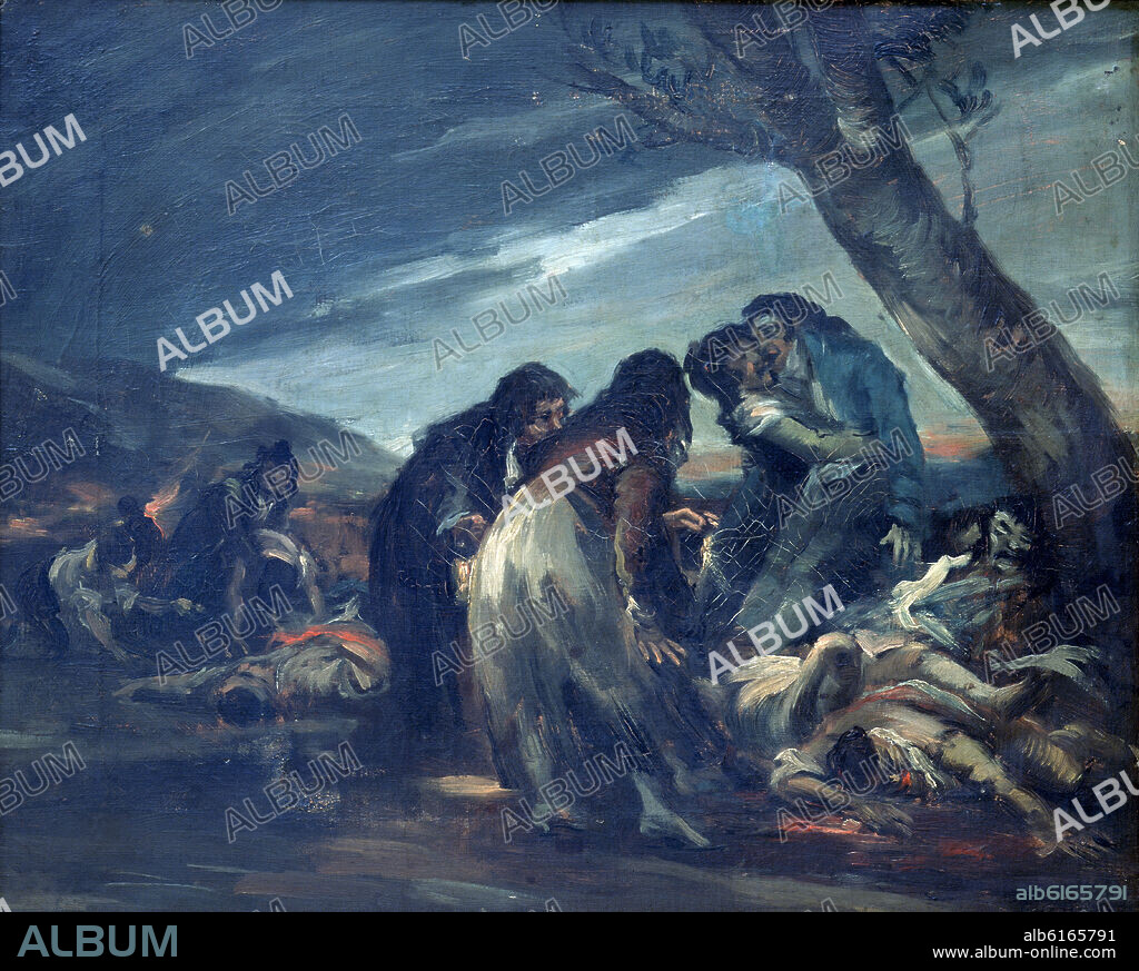 EUGENIO LUCAS VELAZQUEZ. DESPUES DE LOS FUSILAMIENTOS - SIGLO XIX - O/L.