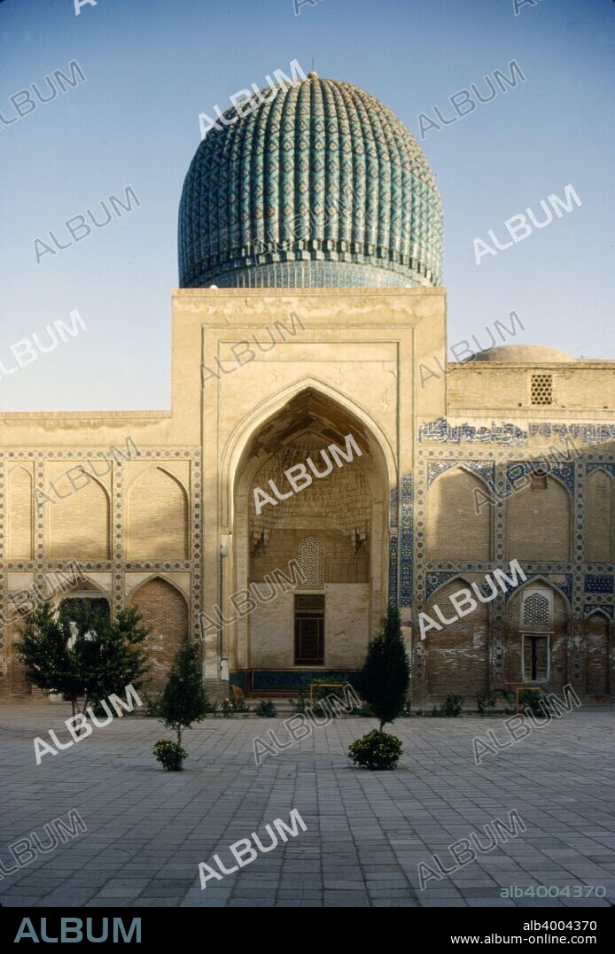 Timur's Tomb, (Tamberlaine), Gur-e-Amir Mausoleum, Samarkand, c20th century. Timur (1336-1405), historically known as Amir Timur and Tamerlane was a Turco-Mongol conqueror and founder of the Timurid Empire in Persia and Central Asia,  the first ruler in the Timurid dynasty.