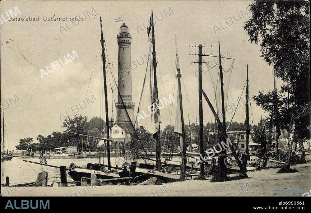 Warszów ?winouj?cie Osternothafen Swinemünde, Partie am Hafen, Leuchtturm.