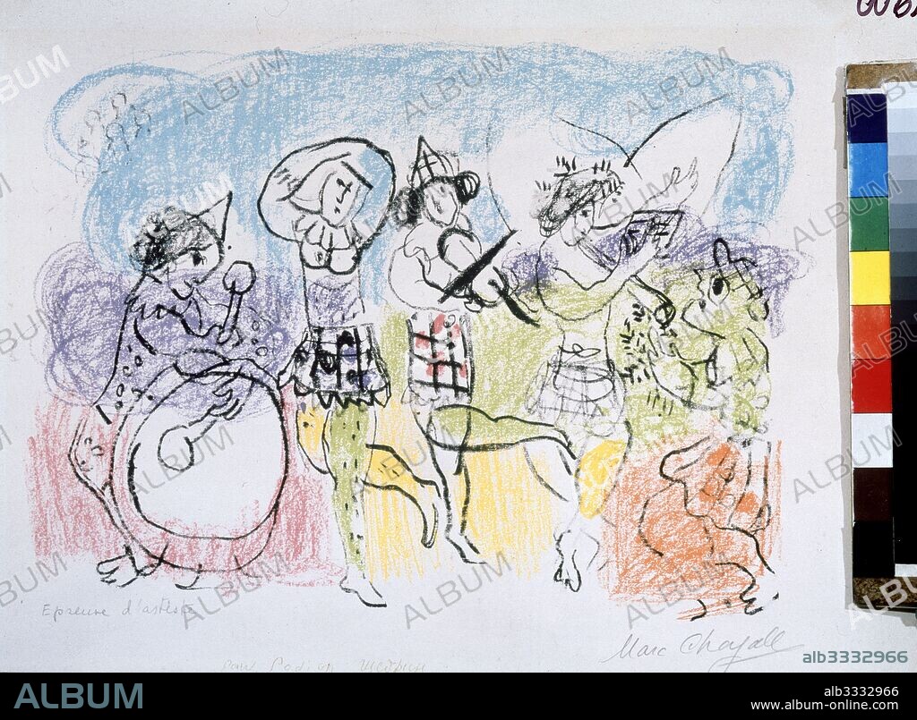 MARC CHAGALL. The circus musicians.