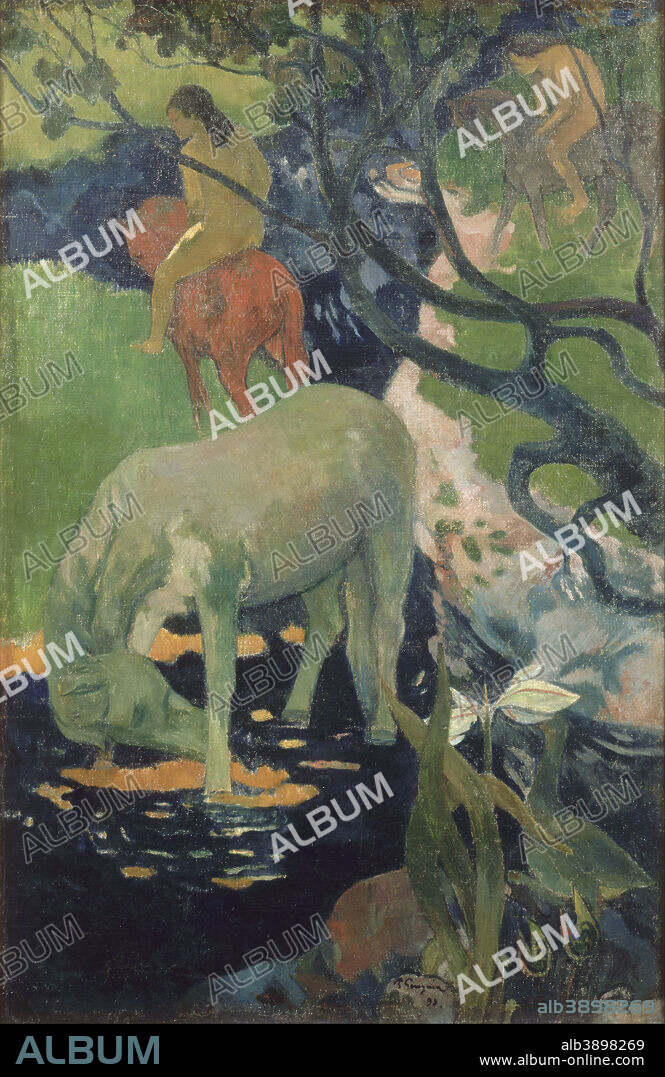 PAUL GAUGUIN. Le cheval blanc / The White Horse. Date/Period: 1898. Painting. Oil on canvas. Height: 140.5 cm (55.3 in); Width: 92 cm (36.2 in).