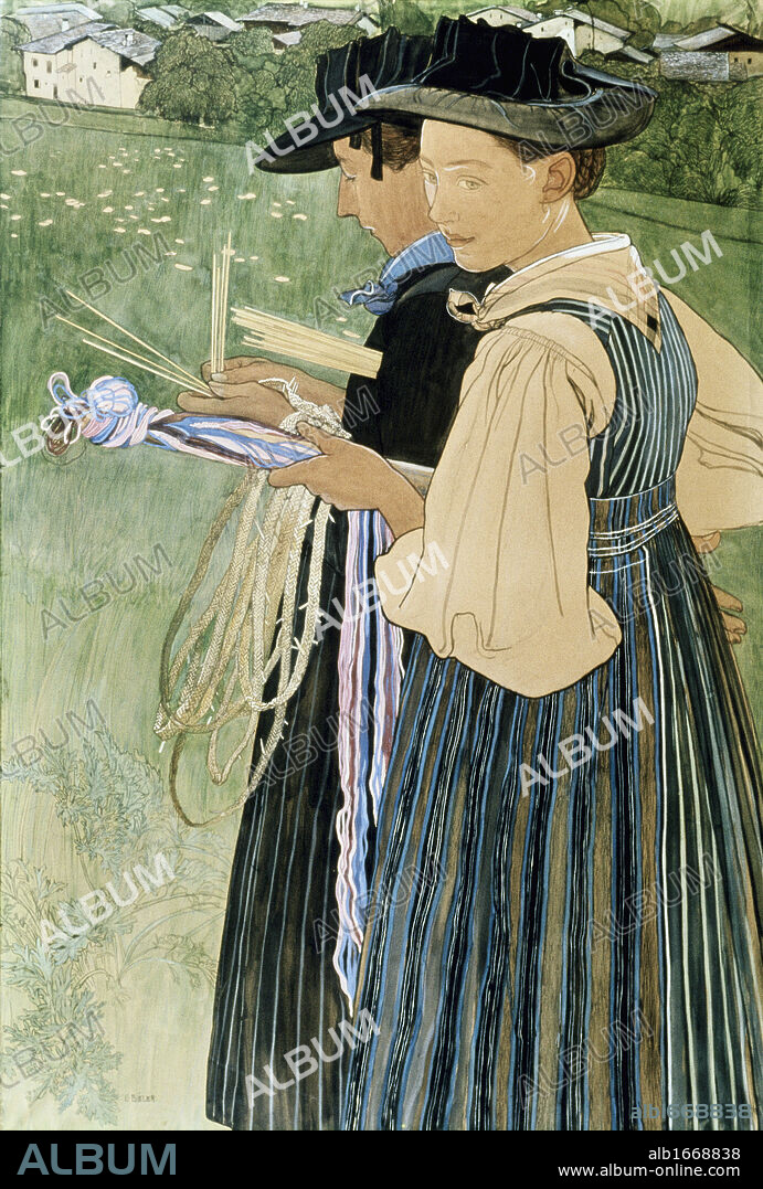 Young Girls Binding Straw by Ernest Bieler, 1863-1948, Switzerland, Vaud Cantyon, Lausanne, Musee Cantonal des Beaux-Arts.