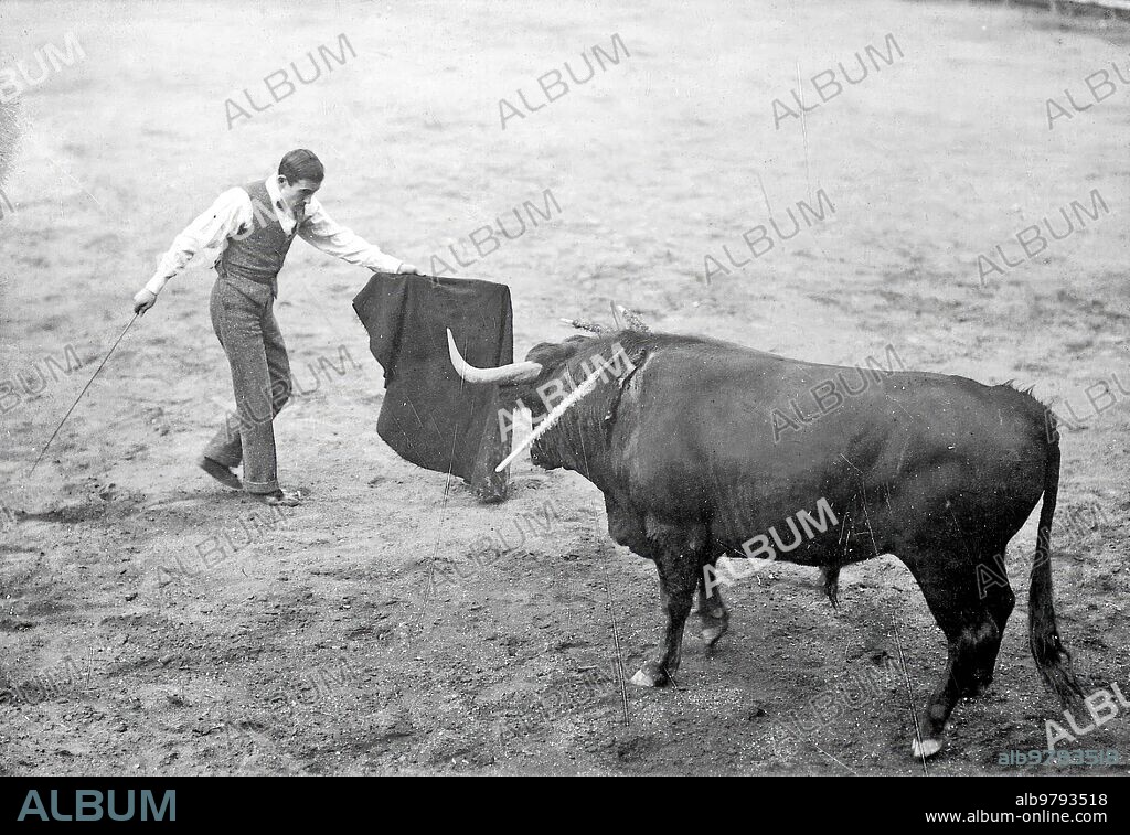 January 12, 1913. The Bilbao sword Torquito in the sixth Toro. Photo: Almagro.