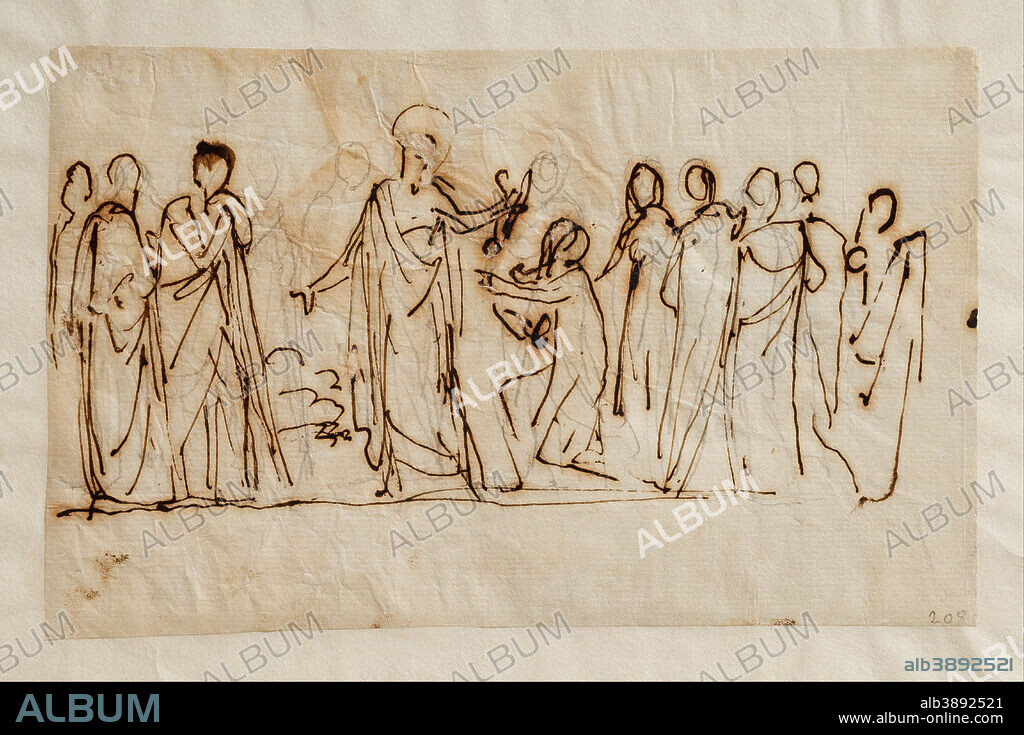 BERTEL THORVALDSEN. Christ Giving the Keys to St. Peter. Date/Period: 1817/1818. Width: 17.9 cm. Height: 11.2 cm (Complete).