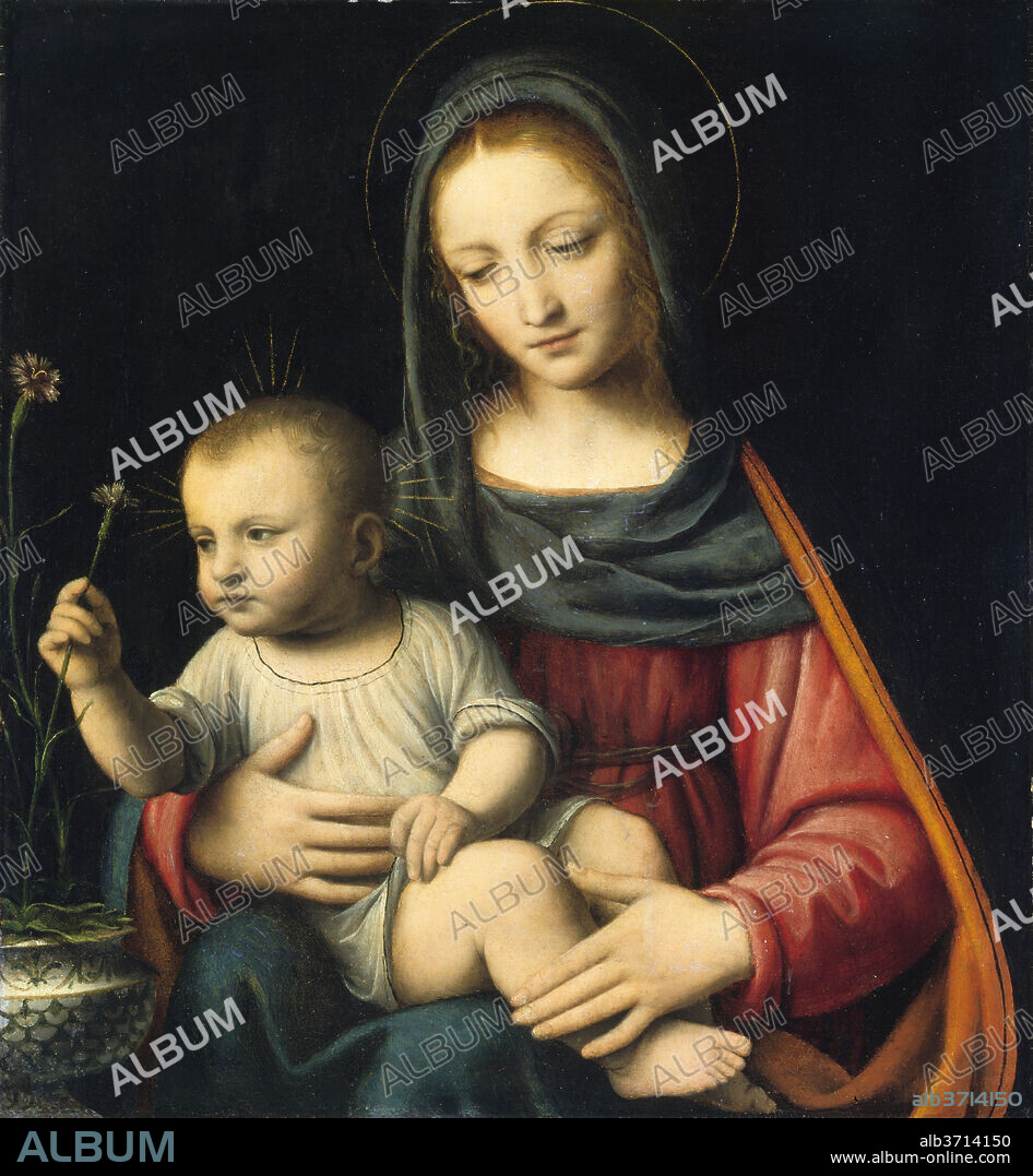 BERNARDINO LUINI. The Madonna of the Carnation. Dated: c. 1515. Dimensions: overall: 43.8 x 40.3 cm (17 1/4 x 15 7/8 in.). Medium: oil on panel.