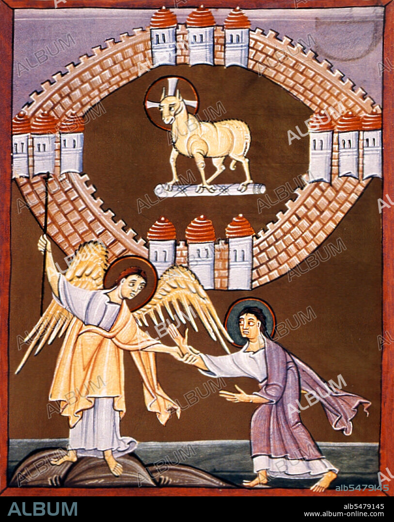 The Bamberg Apocalypse, 1000-1020, is held in the Bamberg State Library, Germany. It was commissioned by Otto III (Holy Roman Emperor 980-1002) and contains 57 gilded miniatures produced in the scriptorium at Reichenau.