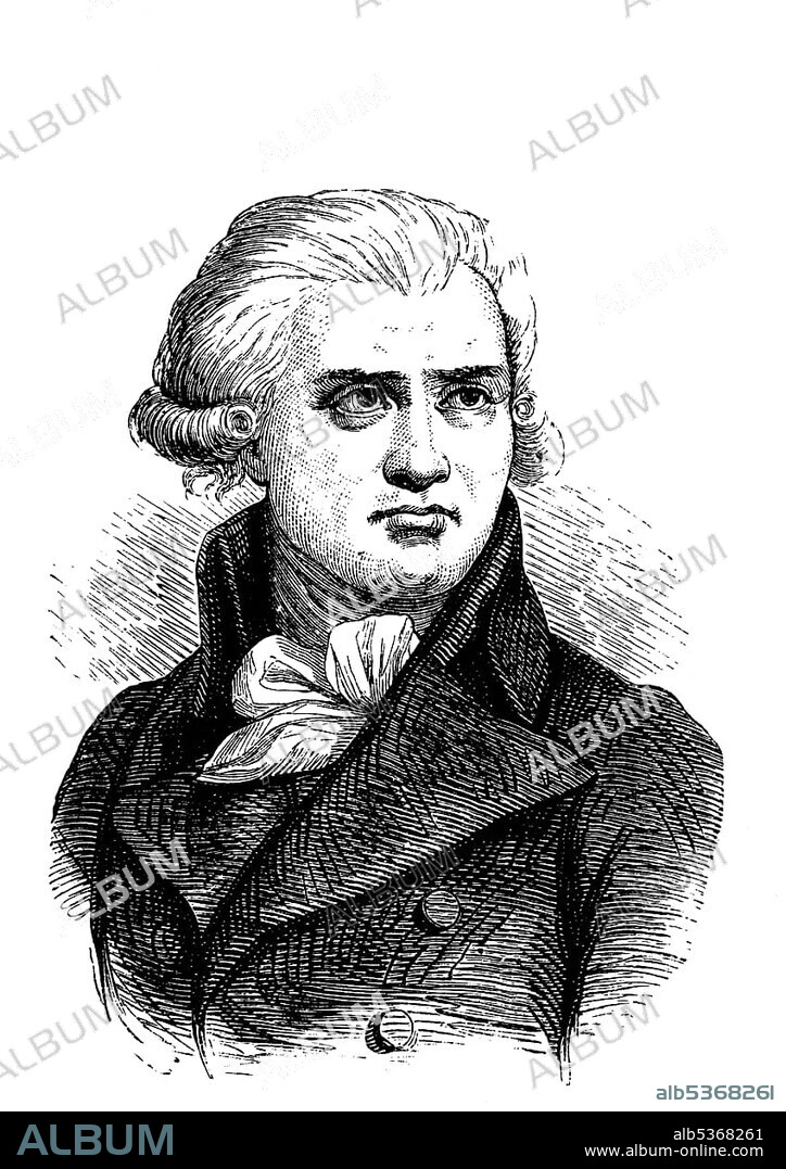 George Danton, 1759 - 1794, leader of the French Revolution, historical woodcut, circa 1880