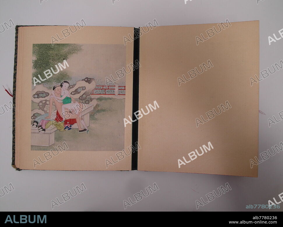 ALBUM WITH TWELVE EROTIC PAINTINGS.<br><br>China. Qing dynasty. 18th/19th c. Art trade, Van Ham.