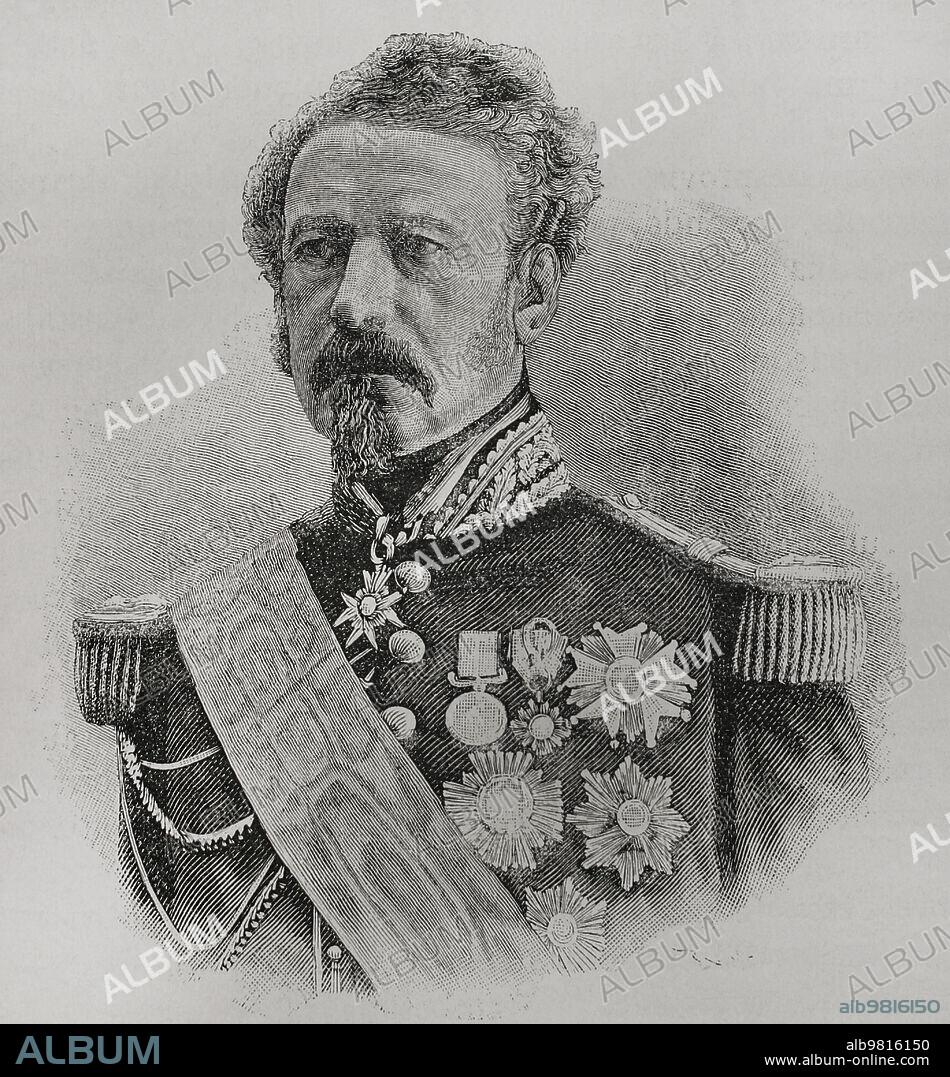 Adolphe Niel (1802-1869). French military officer and statesman. Marshal of France and minister of War. Portrait. Engraving. "Historia de la Guerra Franco-Alemana de 1870-1871". Published in Barcelona, 1791.