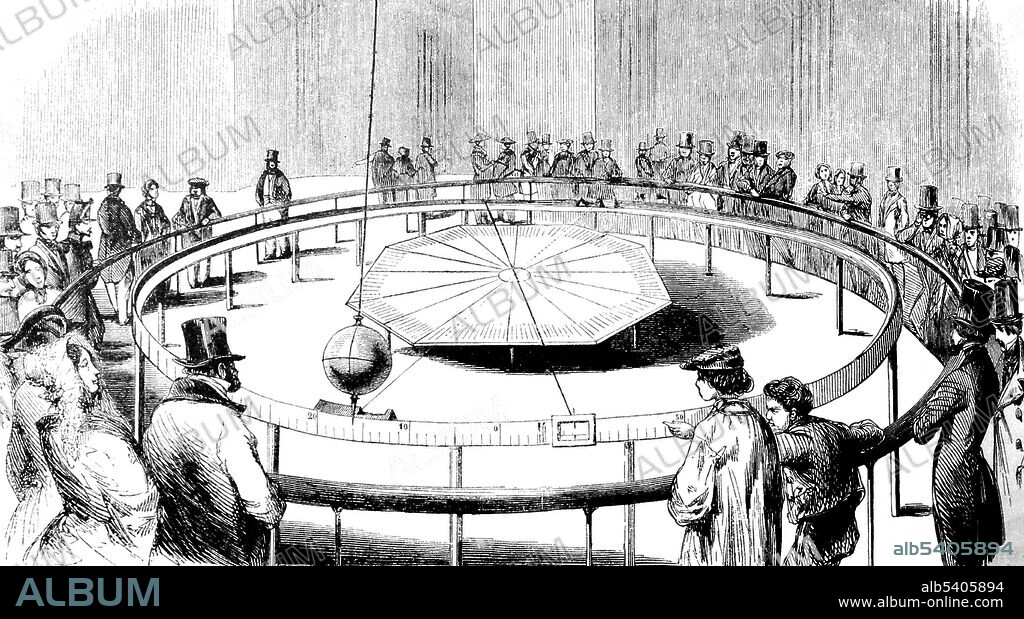 Leon Foucault's pendulum experiment in the Pantheon, Paris, in 1851. The Foucault pendulum is a simple device named after Leon Foucault and conceived as an experiment to demonstrate the Earth's rotation. The pendulum was introduced in 1851 and was the first experiment to give simple, direct evidence of the earth's rotation. Jean Bernard Leon Foucault (1819-1868) was a French physicist. After an education received chiefly at home, he studied medicine, which he abandoned in favour of physics due to a blood phobia. He is best known for his demonstration of the Foucault pendulum, a device demonstrating the effect of the Earth's rotation by showing the rotation of the plane of oscillation of a long and heavy pendulum suspended from the roof of the Pantheon, Paris. The experiment caused a sensation in both the learned and popular worlds, and Foucault pendulums were suspended in major cities across Europe and America and attracted crowds.