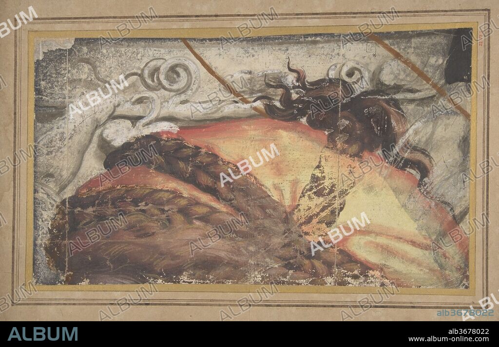 Tapestry Cartoon Fragment: The Top of Woman's Head with Hair Braided over a Cloth Headdress. Artist: School of Raphael (Raffaello Sanzio or Santi) (Italian, Urbino 1483-1520 Rome). Dimensions: 8-7/8 x 15-3/8 in.  (22.5 x 39.0 cm). Date: 1500-1550.