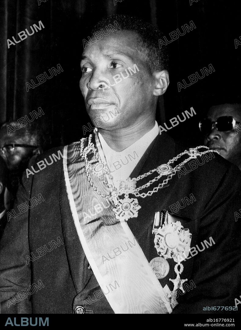 President of Independent Equatorial Guinea . Equatorial Guinea ; Francisco Macias ( Nguema ) President of the newly independent Equatorial Guinea . He wears the Spanish Grand Cross of Civil Merit , here on 12th October , awarded by Spanish Minister of Information Manuel Fraga Iribarne , on the official Independence Day of the new nation . 16 Ocotber 1968.