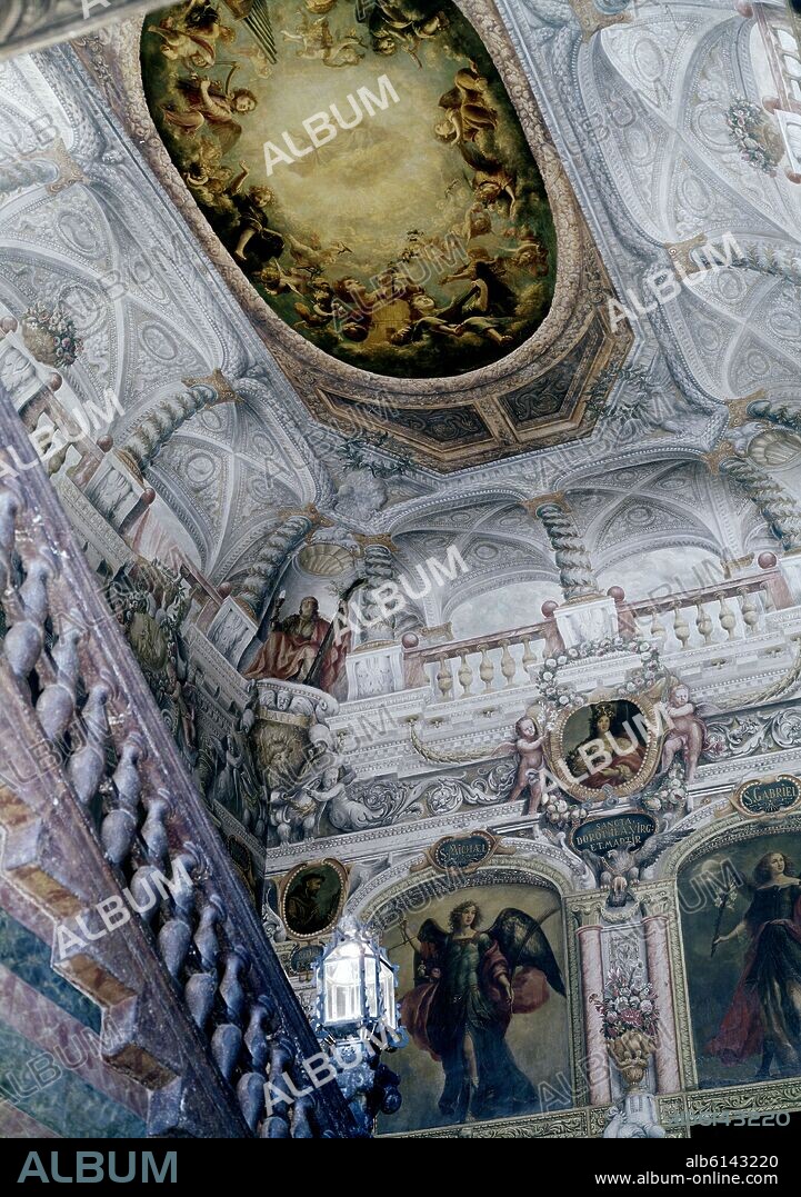 CLAUDIO COELLO. EL ROMPIMIENTO DE LA GLORIA PINTURA DEL TECHO DE LA ESCALERA DEL MONASTERIO DE LAS DESCALZAS REALES - SIGLO XVII.