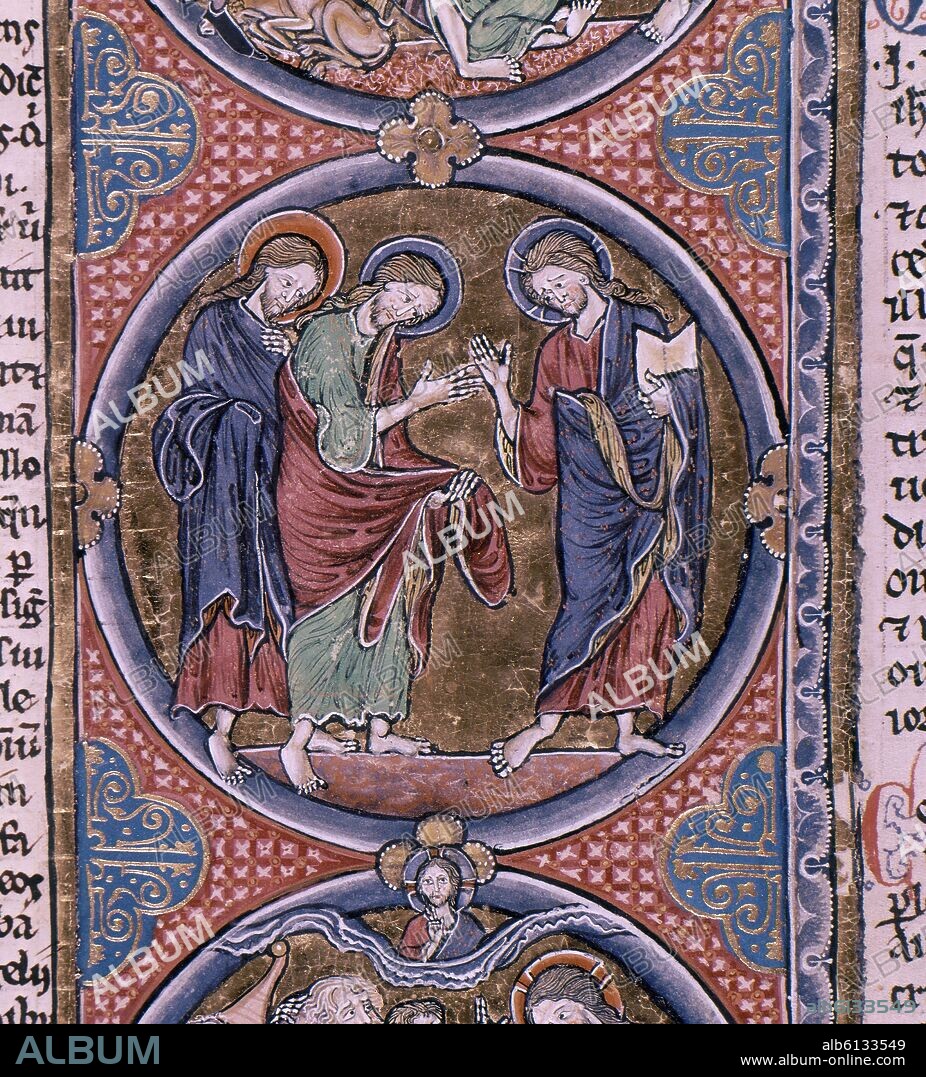 BIBLIA DE S LUIS DE FRANCIA-1226/34-MINIATURA GOTICA ELECCION DE LOS APOSTOLES - DISCIPULOS SIGUEN A JESUS-TOMO III-F 16.B.3.