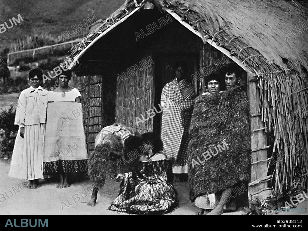 Hongi, traditional Maori greeting, New Zealand, 1902. From The Living Races of Mankind, Vol. I. [Hutchinson & Co, London, 1902].