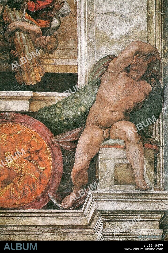 MIGUEL ANGEL. Detail of the Sistine Chapel ceiling in the Vatican.