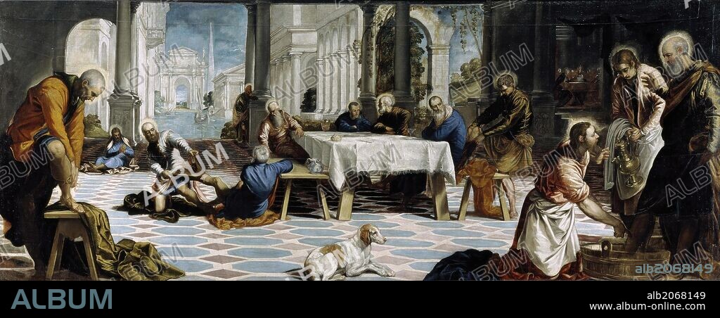 Jacopo Robusti Tintoretto / 'El Lavatorio', 1548-1549, Escuela Italiana, Óleo sobre Lienzo, 210 cm x 533 cm, P02824.
