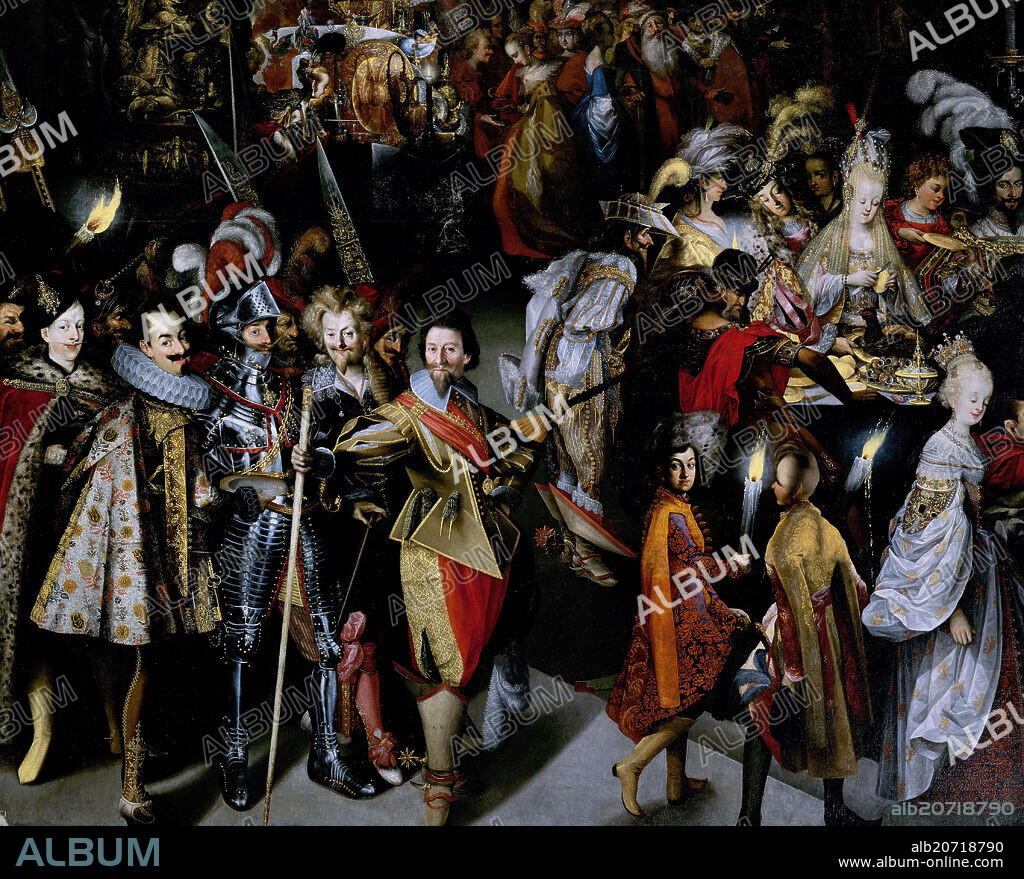 BARTHOLOMÄUS STROBEL EL JOVEN. DEGOLLACION DE SAN JUAN BAUTISTA Y BANQUETE DE HERODES - DET IZQDO - 1630/1633 - ESCUELA CHECA - NP 1940 - RETRATOS DE PERSONAJES - CONJUNTO 236010.