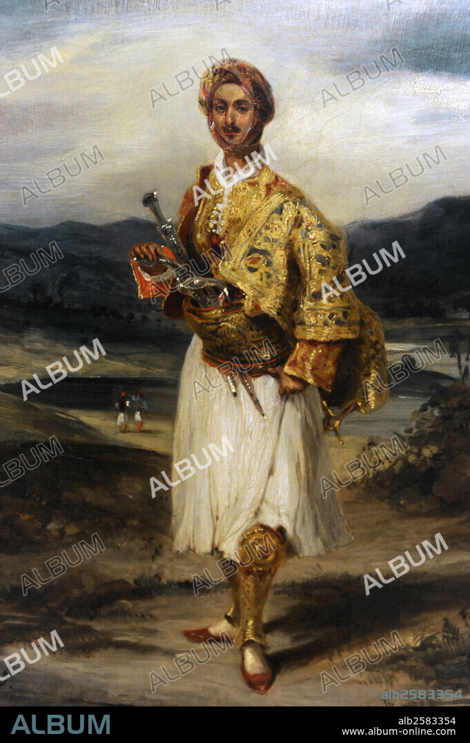 Eugene Delacroix (1798-1863). French painter. Count Palatiano in a Greek National costume, 1826. National Gallery. Prague. Czech Republic.