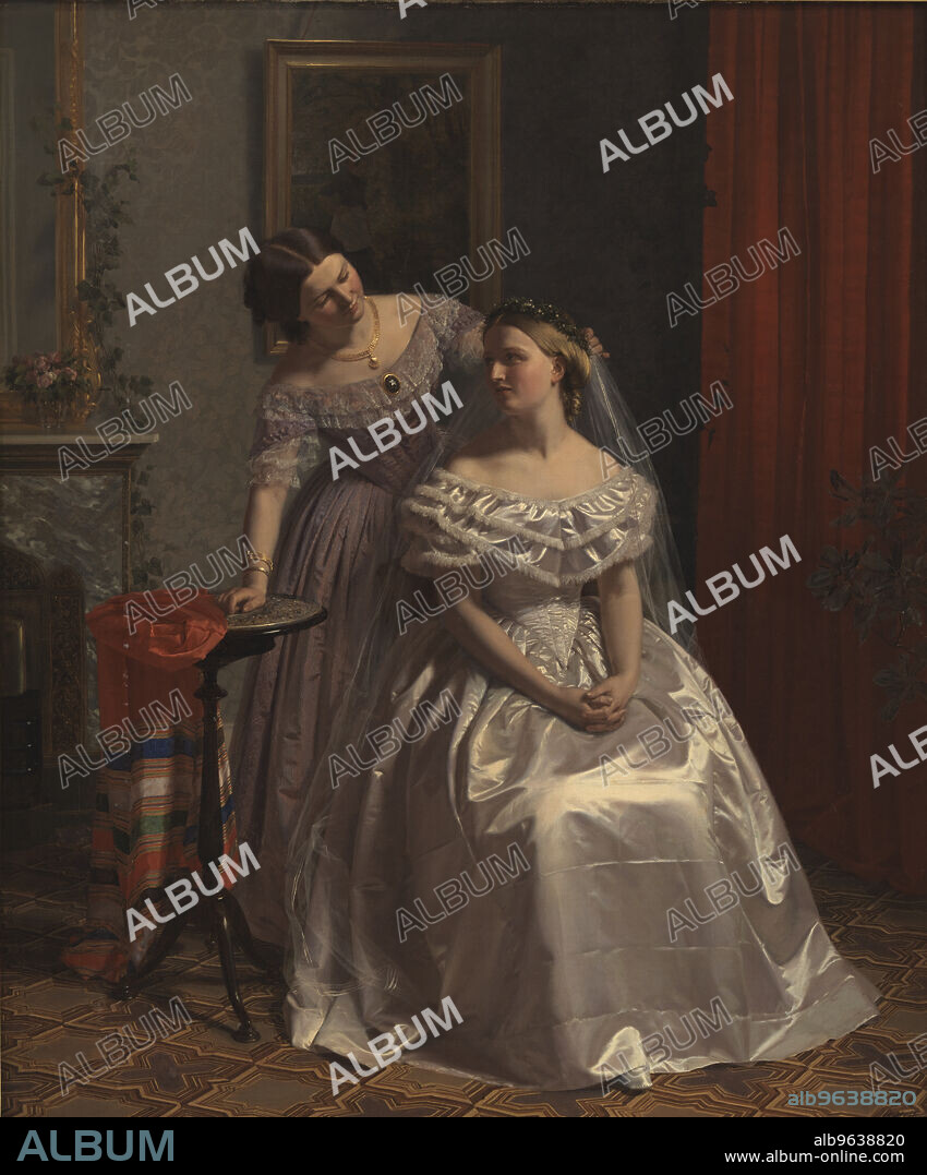 HENRIK OLRIK. The bride is adorned by her friend, 1859.