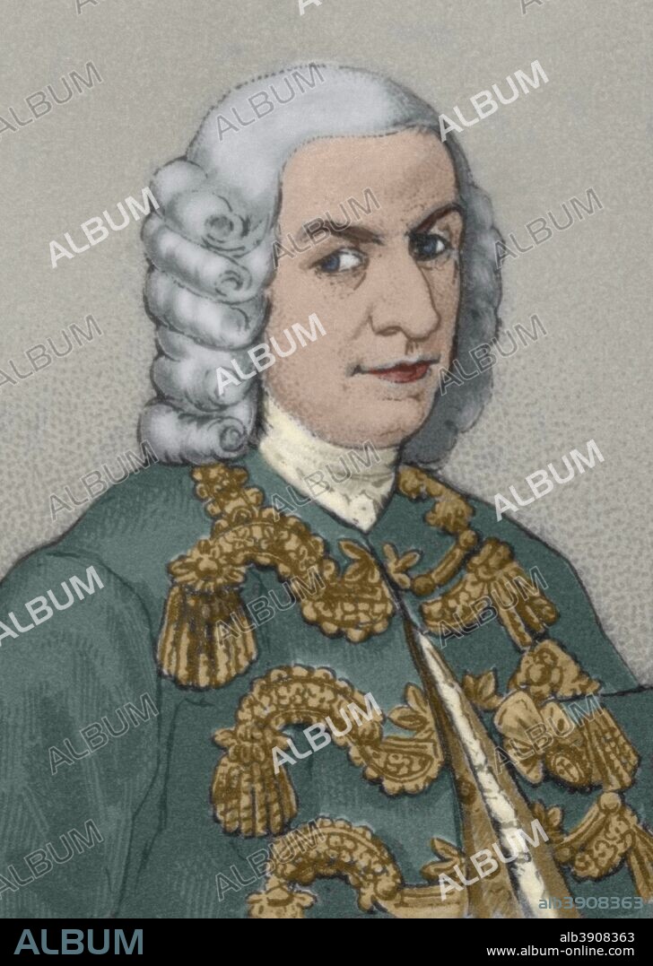 Francisco Antonio Cagigal de la Vega (Ribamontan al Monte, Cantabria, 1691-Madrid, 1777). Spanish military officer. He was lieutenant general in the royal army and a knight of the Order of Santiago. Governor of Cuba (1747-1760) and viceroy of New Spain (1760). Lithography. Later colouration.