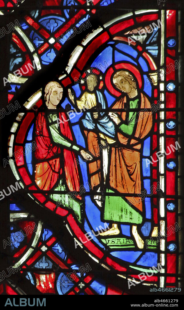 Prophetie d'Isaie sur le Christ. Vitrail de la Sainte Chapelle datant du 13eme s. Photographie par Painton Cowen. Credit : Collection Cowen/KHARBINE-TAPABOR.