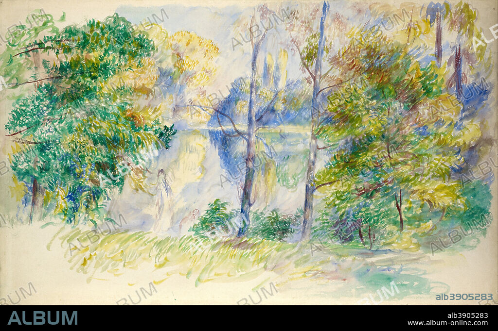 PIERRE-AUGUSTE RENOIR. View of a Park. Date/Period: 1885. Watercolor, traces of white gouache. Width: 494 mm. Height: 307 mm.