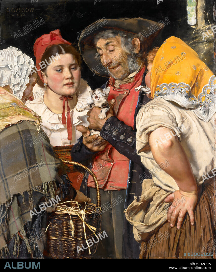 KARL GUSSOW. Old Man's Treasure (Das Katzchen). Date/Period: 1876. Painting. Oil on panel. Height: 1,073 mm (42.24 in); Width: 908 mm (35.74 in).