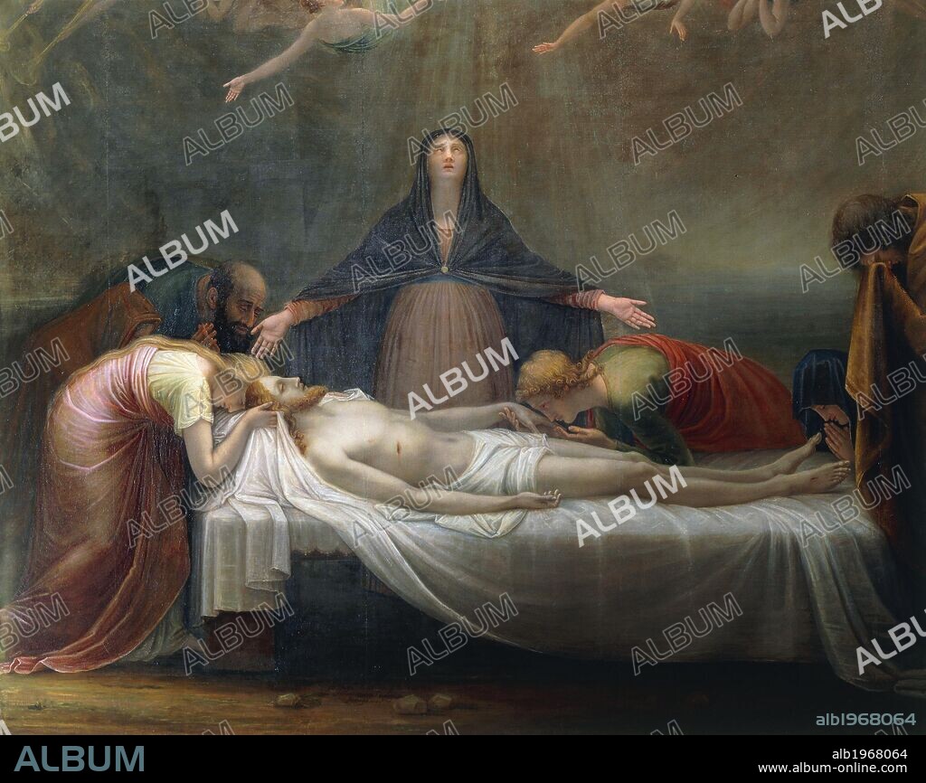 Lamentation over the Dead Christ, 1798-99, by Antonio Canova (1757-1822), oil on canvas. Detail. Canova Temple, Possagno, Treviso.