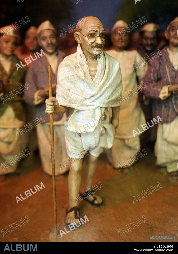 Model showing Mahatma Gandhi leading the Dandi Salt March 1930. The Salt March, also known as the Dandi March and the Dandi Satyagraha, was an act of nonviolent civil disobedience in colonial India initiated by Mohandas Karamchand Gandhi to produce salt from the seawater in the coastal village of Dandi, as was the practice of the local populace until British officials introduced taxation on salt production, deemed their sea-salt reclamation activities illegal, and then repeatedly used force to stop it. The 24-day march began from 12 March 1930 and continued till 6 April 1930 as a direct action campaign of tax resistance and nonviolent protest against the British salt monopoly, and it gained worldwide attention which gave impetus to the Indian independence movement and started the nationwide Civil Disobedience Movement.