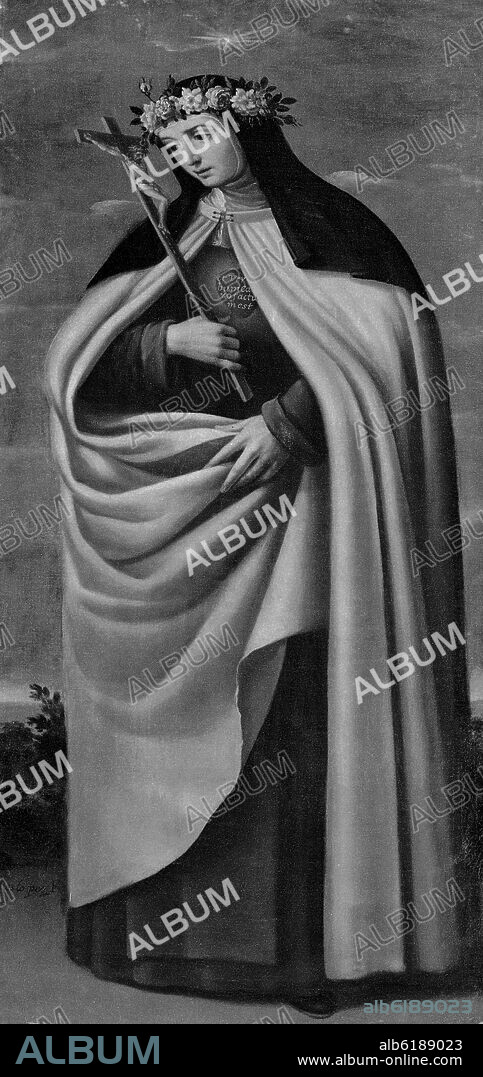SANTA ROSA DE LIMA - RETABLO DE NUESTRA SEÑORA DE LA PAZ - SIGLO XVII - FOTOGRAFIA EN BLANCO Y NEGRO - SIGLO XVII.
