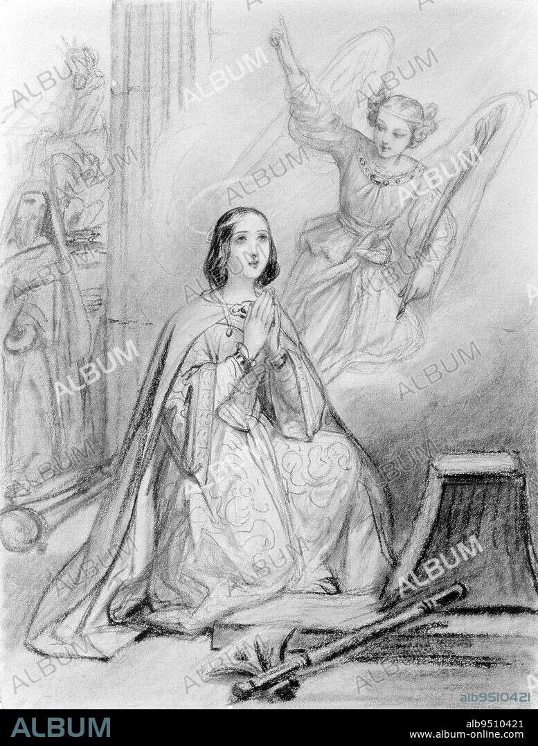 Sainte Martine, Tassaert, Octave Nicolas François (known as Octave), Draughtsman, 19th century, Graphic arts, Drawing, Charcoal, Gouache, Paper, Height: 26.2 cm, Width: 20 cm.