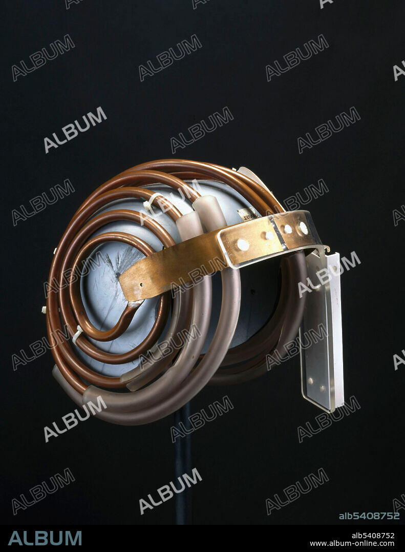 'Jedi' helmet, used with Cryogenic Magnetic Resonance Imaging Machine. To take MRI (Magnetic Resonance Imaging) scans of the brain, these helmets were worn by children and adults. The coils are aerials for picking up MRI signals. Naming them after the Jedi knights in Star Wars films encouraged children to put them on and not to be frightened. MRI builds up a picture of the human body by using high frequency radio waves known as NMR (Nuclear Magnetic Resonance). Supplied by Science Museum, London, courtesy of Wellcome Images.