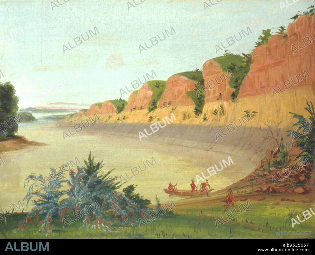 GEORGE CATLIN. South Side of Buffalo Island, Showing Buffalo Berries in the Foreground. oil on canvas. Date: 1832.