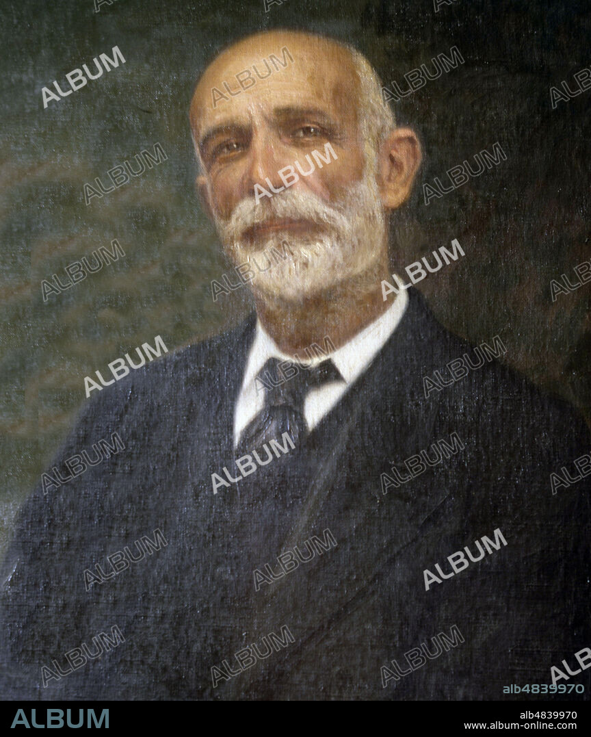 GINER DE LOS RIOS, FRANCISCO. ESCRITOR ESPAÑOL. RONDA 1839-1915. OLEO DE JJ. GARATE. UNIVERSIDAD COMPLUTENSE. FACULTAD DE DERECHO. MADRID.