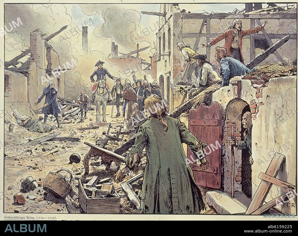 GUERRA DE LOS 7 ANOS (1756-63)- ESCENA EN UN PUEBLO RUSO.