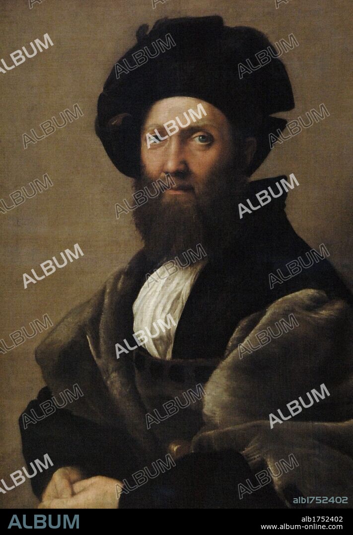 PETER PAUL RUBENS y RAPHAEL. Baltasar Castiglione (1478-1529). Noble cortesano, diplomático y escritor italiano. Conde de Novellata, autor del célebre tratado "El cortesano". Retrato atribuido a RAFAEL Sanzio (1483-1520). Museo del Louvre. París. Francia.